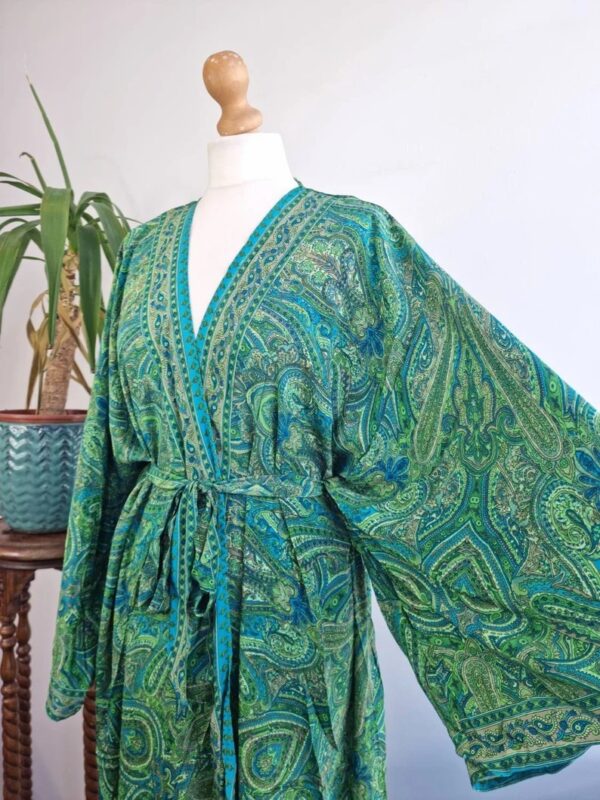 Emerald green Silk Kimono- Boho style