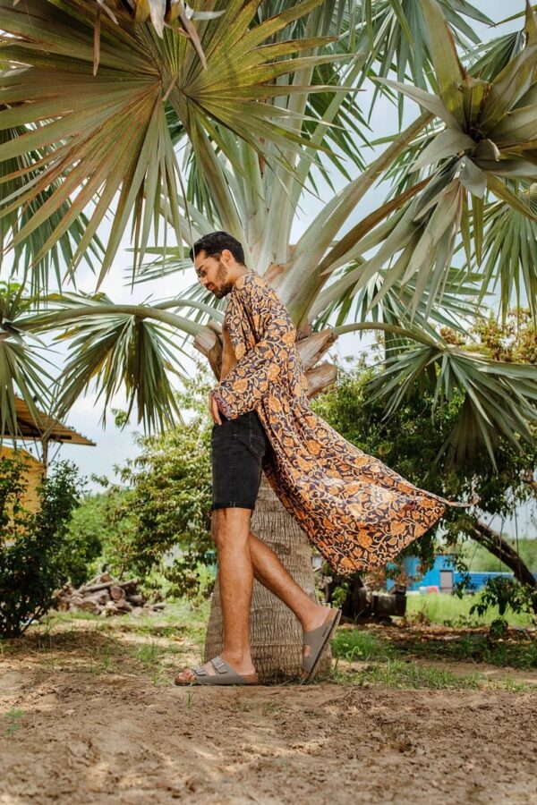 Jungle print Men's Silk Boho Kimonos