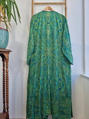 Emerald green Silk Kimono- Boho style - Image 2