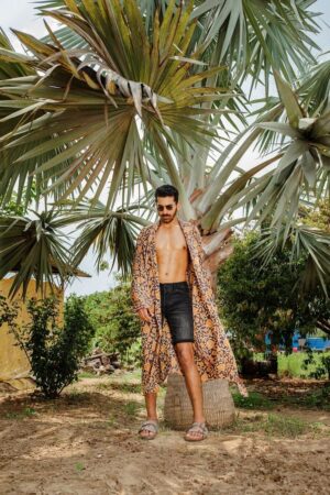 Jungle print Men's Silk Boho Kimonos - Image 3