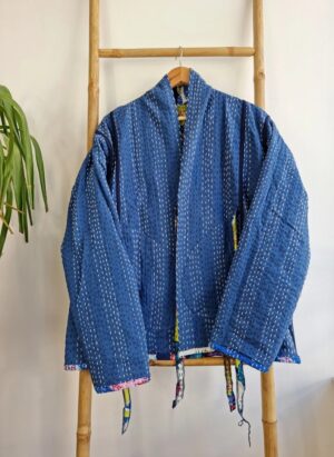 Beautiful mid length Kantha reversible jacket - Image 7