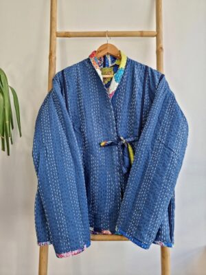 Beautiful mid length Kantha reversible jacket - Image 8