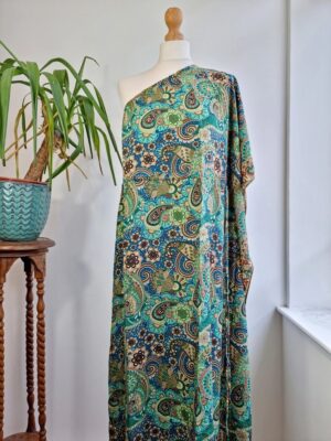 New Silk Blend One Shoulder Green Kaftan Luxury Lounge | Evening Dressy Dinner Beach Wear | Digital Light Weight Flowy Gown | Hen's Party - Image 7