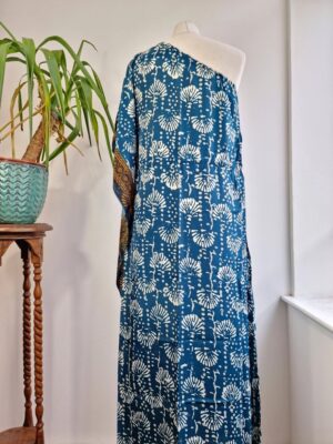 One shoulder silk kaftan in blue - Image 8