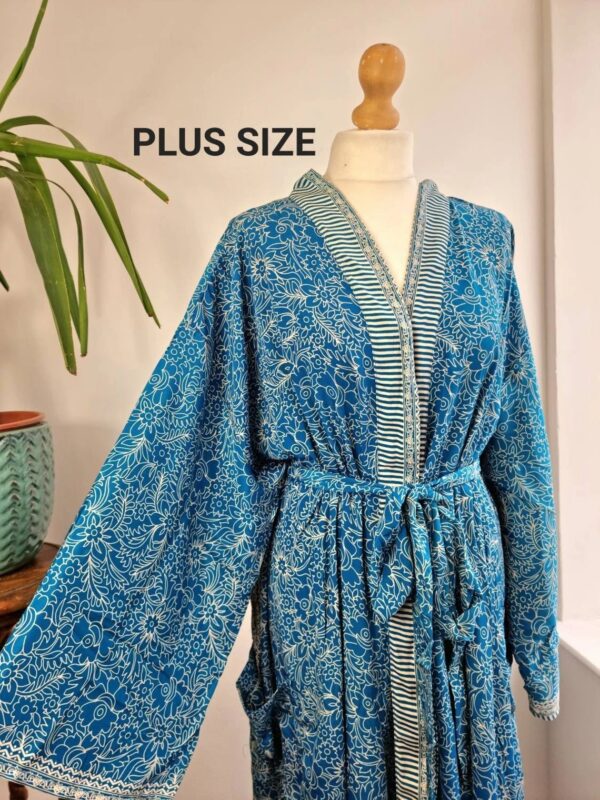 Plus Size bright blue Boho Kimono- unisex
