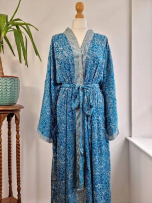 Plus Size bright blue Boho Kimono- unisex - Image 3