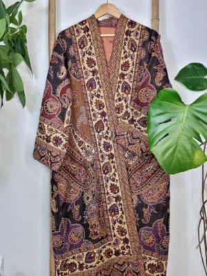 Luxury Pure Merino Boiled Wool in Black Beige Rust Red Purple Blossom - Image 3