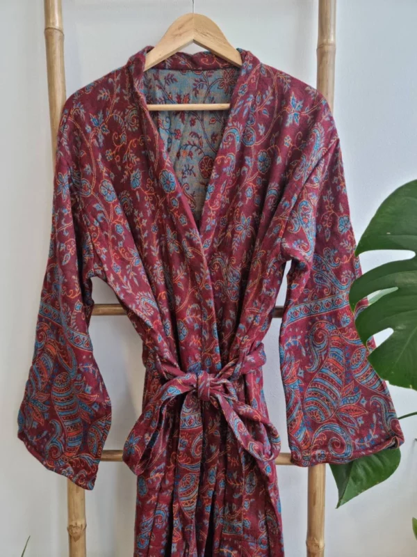 Yak Wool Unisex Kimono- Regal Maroon
