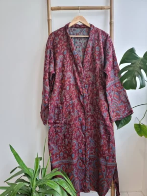 Yak Wool Unisex Kimono- Regal Maroon - Image 2