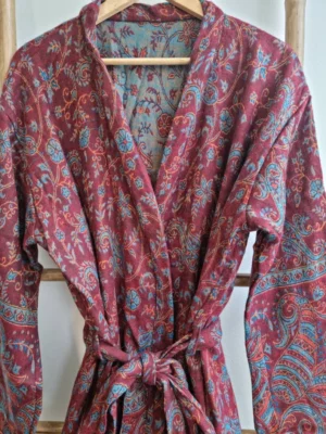 Yak Wool Unisex Kimono- Regal Maroon - Image 4