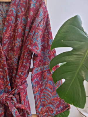 Yak Wool Unisex Kimono- Regal Maroon - Image 5