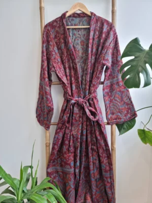 Yak Wool Unisex Kimono- Regal Maroon - Image 6