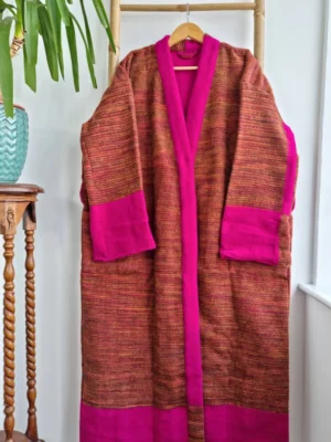 Yak wool unisex kimono in shade mustard and pink - Image 2