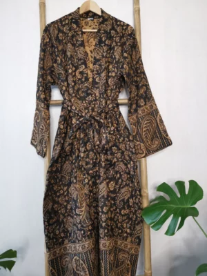 Unisex Yak Wool Kimono- Black Gold - Image 2