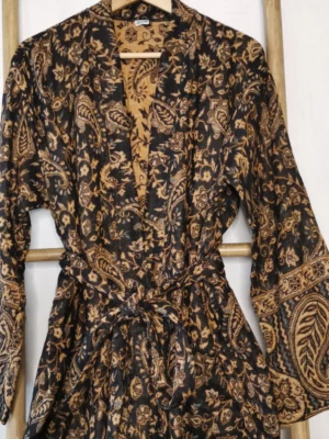 Unisex Yak Wool Kimono- Black Gold - Image 3