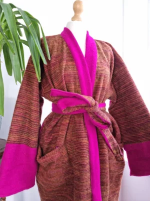Yak wool unisex kimono in shade mustard and pink - Image 7