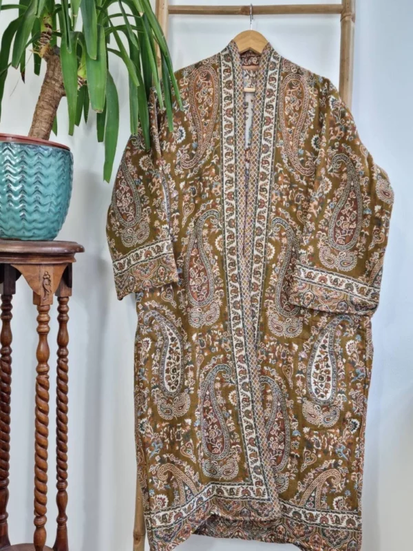 Merino Wool Floral Kimono Jacket - Unisex