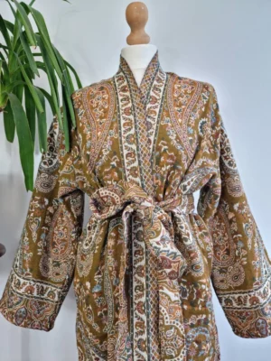 Merino Wool Floral Kimono Jacket - Unisex - Image 3