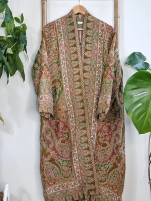 Floral Heena green Merino wool kimono - Image 4
