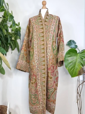 Floral Heena green Merino wool kimono - Image 5