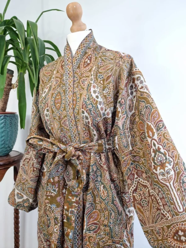 Merino Wool Kimono Jacket- olive cream