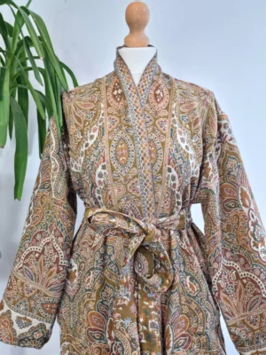 Merino Wool Kimono Jacket- olive cream - Image 5