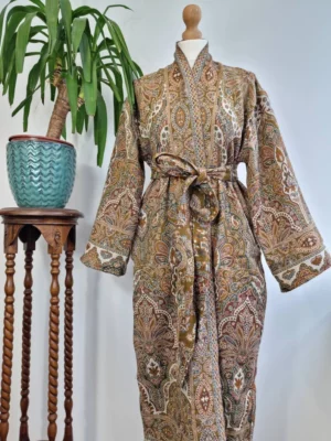 Merino Wool Kimono Jacket- olive cream - Image 7
