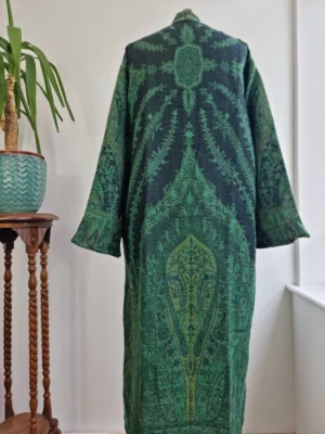 Merino Wool deep green Unisex Kimono Jacket - Image 10