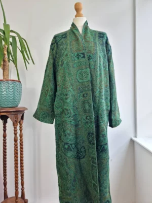 Merino Wool deep green Unisex Kimono Jacket - Image 6