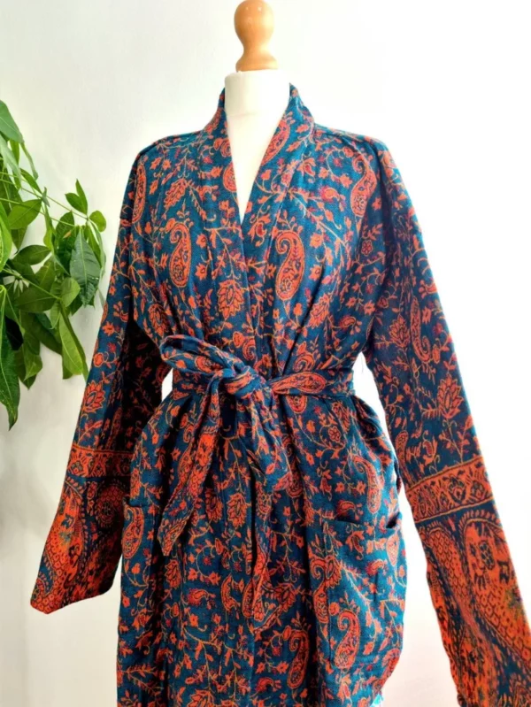 Unisex Yak Wool Kimono - shade of rusty orange