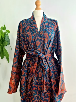 Unisex Yak Wool Kimono - shade of rusty orange - Image 7
