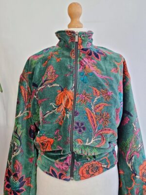 Luxury Velvet Boho Quirky Floral Layer Dinner Chic Jacket Bolero Festival Autumn Winter Christmas Gift | Elegant Royal Emerald Green - Image 5
