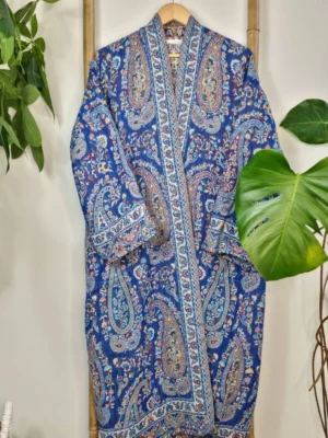 Classy merino wool kimono in shade blue - Image 2