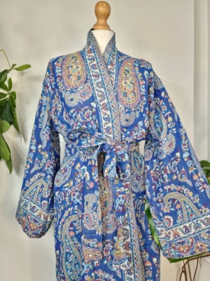 Classy merino wool kimono in shade blue - Image 4