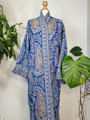 Classy merino wool kimono in shade blue - Image 5