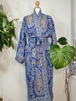 Classy merino wool kimono in shade blue - Image 6
