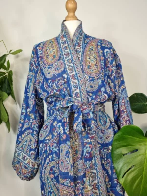 Classy merino wool kimono in shade blue - Image 7