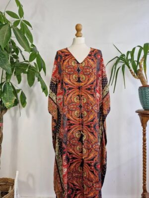 Couple Set Silk Boho Kimono Kaftan Man Woman House Beach Artist Robe His and Hers/ His and His Ocean Royal Black Red Persian Love Romance - Image 6