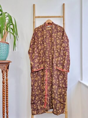 Couple Set Silk Boho Kimonos Man Woman House Beach Artist Robe His and Hers/ His and His | Royal Wine Marsala Ruby Red Winter Lovers Gift - Image 2