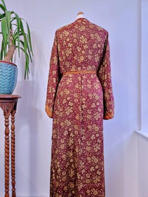 Couple Set Silk Boho Kimonos Man Woman House Beach Artist Robe His and Hers/ His and His | Royal Wine Marsala Ruby Red Winter Lovers Gift - Image 8