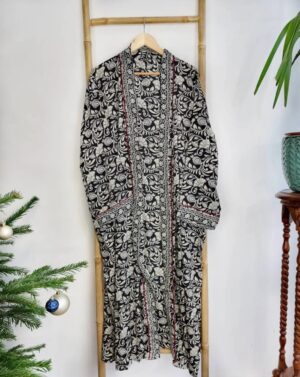 Couple Set Silk Boho Kimonos Man Woman House Beach Artist Robe His and Hers/ His and His | Black White Paisley Red Old Hollywood Lovers Gift - Image 6