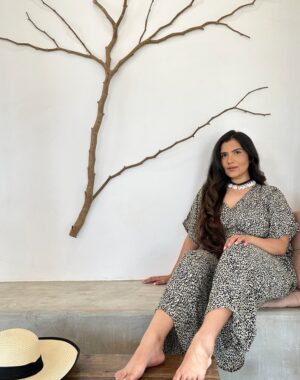 Overall Onesie Jumpsuit Summer Bohemian Flowy Summer Elegant Wedding High Tea Daywear Beach Casual Girly Chic Boho Monochrome Animal Cheetah - Image 3