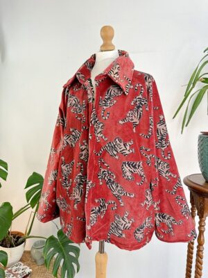 Unisex Bolero Velvet Short Jacket Spring Boho Special Love Gift | Classic Tiger Cheetah Carrot Hue Red Black Stripe | Quirky Urban Festival - Image 4