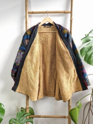 Suzani Hand Embroidered Short Jacket | Autumn Winter Boho Uzbek Kashmir Crewel | Christmas Special Gift | Classic Elegant Slated Matt Black - Image 4