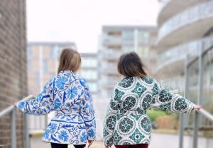 Suzani Hand Embroidered Short Jacket | All Season Bohemian Gypsy | Love Special Gift | Classic White Teal Green Aqua Hue Geometric Mandala - Image 10