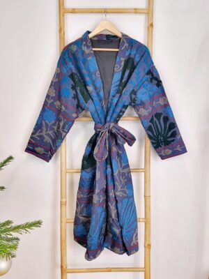 Suzani Hand Embroidered Long Jacket | Winter Boho Uzbek Kashmir Crewel | Christmas Special Gift | Classic Deep Blue Garden Exotic Romance - Image 7