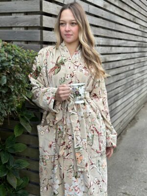 Luxury Velvet House Robe Unisex Kimono Boho Jacket Silky Lined Autumn Winter Christmas Gift Elegant Powder Beige Rust Olive - Image 3