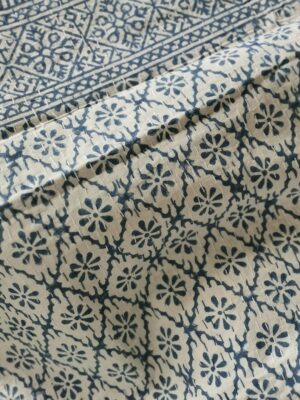 Kantha Stitch Pure Cotton Reversible Bed/Sofa Throw King Size | Handmade HandPrinted Floral Dohar | Diamond Weave Petal - Image 3