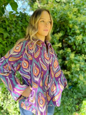 Velvet Suzani Artisan Hand Embroidered Short Bolero Jacket | Autumn Winter Boho Gypsy | Luxury Special Gift | Purple Peach Slate Blue Taupe - Image 2