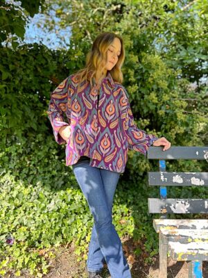 Velvet Suzani Artisan Hand Embroidered Short Bolero Jacket | Autumn Winter Boho Gypsy | Luxury Special Gift | Purple Peach Slate Blue Taupe - Image 5